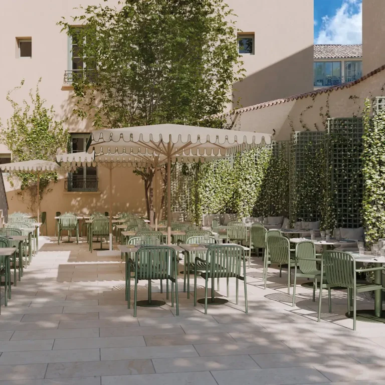 Outdoor patio at the Café Verdun restaurant